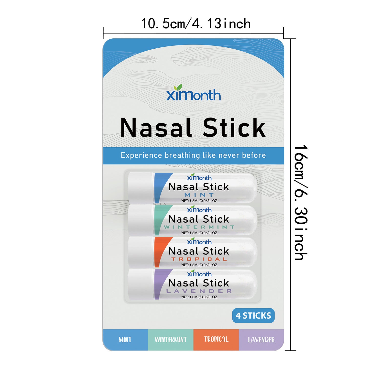 Nasal Stick 4 Pack Boom Boost Focus Enhance Breath Long Lasting Refreshing Sensation Aromatherapy Inhalation Cooling Oil Stick