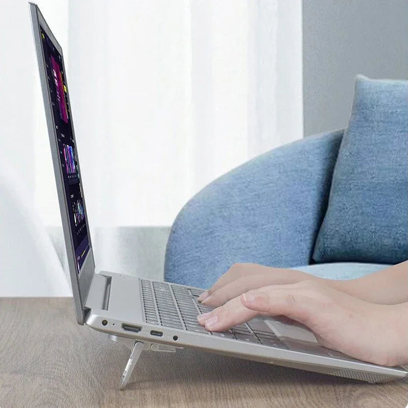 2PCS Mini Foldable Laptop Stand – Invisible Self-Adhesive Adjustable Keyboard Riser for Laptop & Tablet