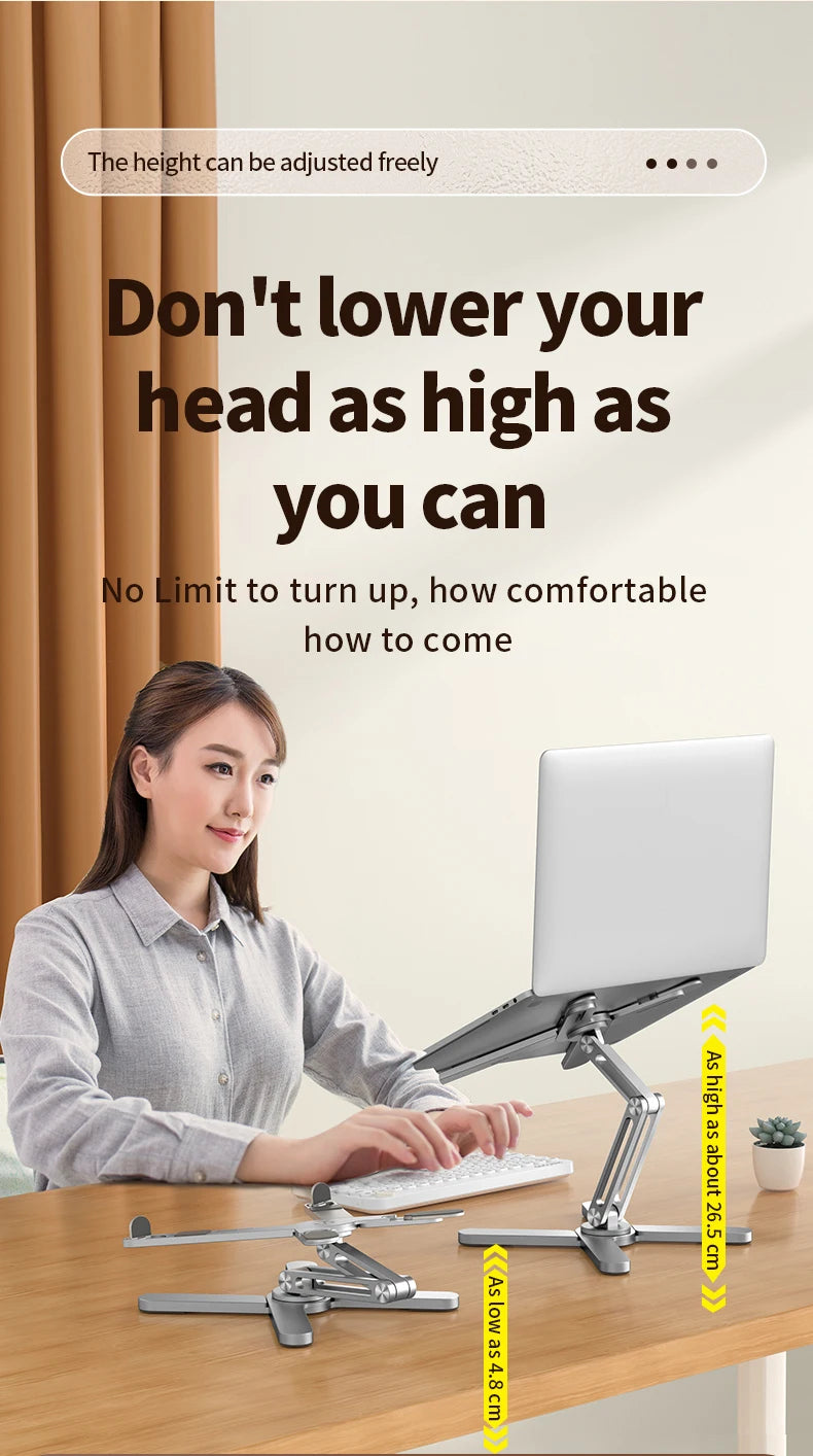 Foldable 360° Rotating Laptop Stand – Adjustable Aluminum Alloy Notebook Holder with Heat Dissipation