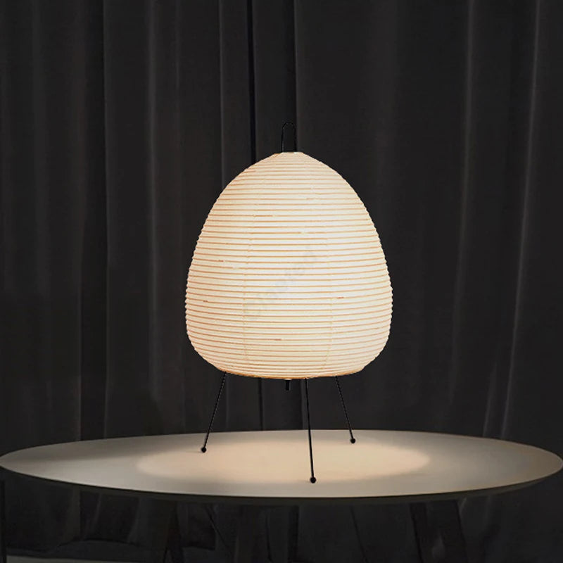 Japanese Style Paper Table Lamp – Tripod Rice Paper LED Desk Lamp for Bedroom & Home Decor