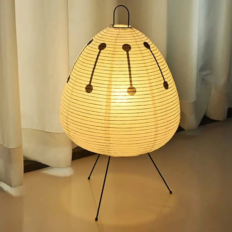 Japanese Style Paper Table Lamp – Tripod Rice Paper LED Desk Lamp for Bedroom & Home Decor