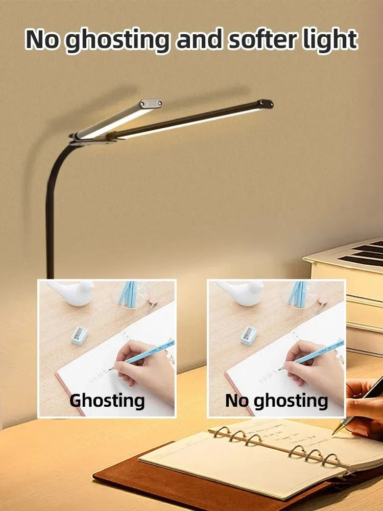LED Desk Lamp Double/Single Head – Dimmable Gooseneck Eye-Caring Desk Light with Remote