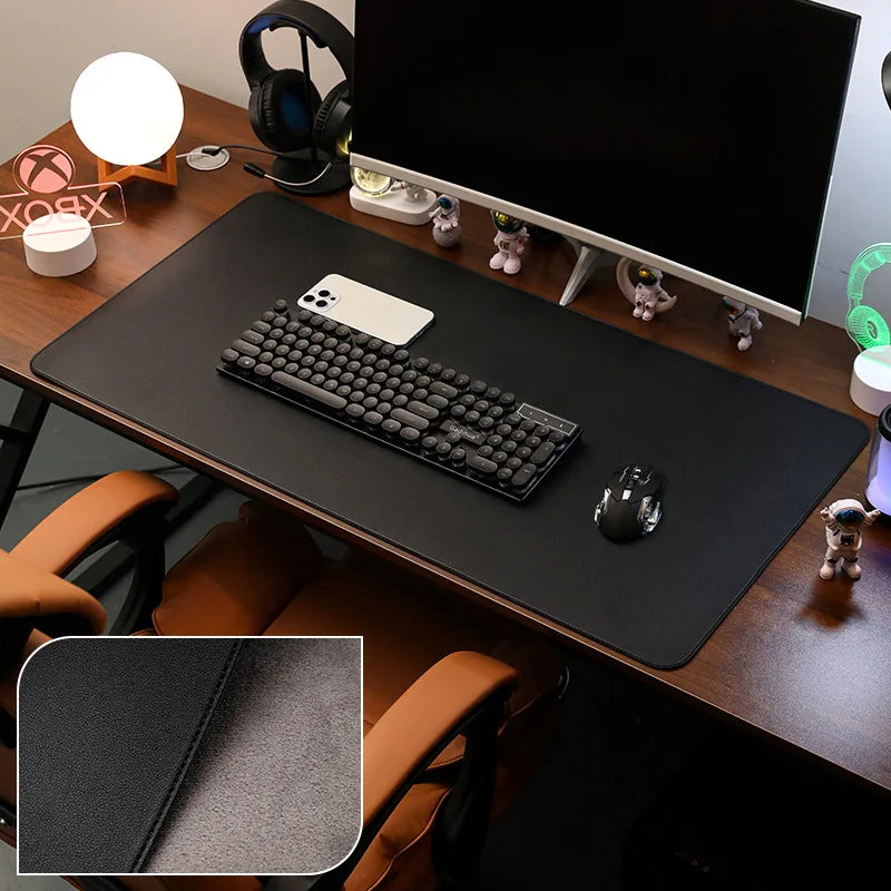 PU Leather Desk Pad Protector – Large Non-Slip Mouse Pad Office Desk Mat with Stitched Edges