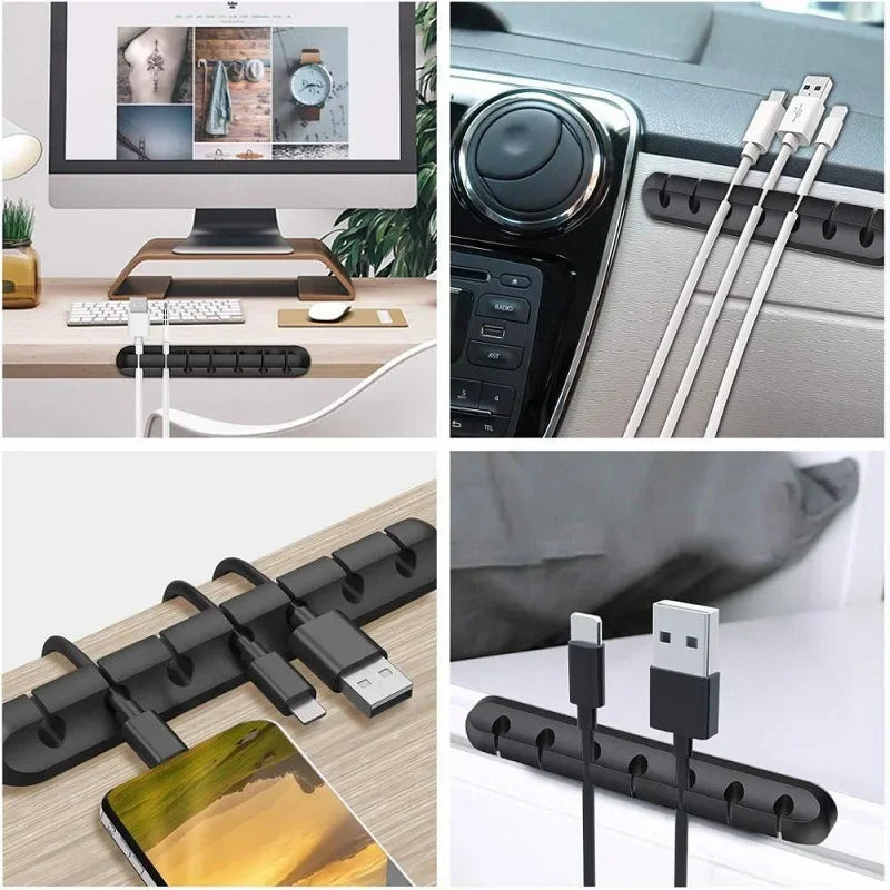 Silicone USB Cable Organizer – Desktop Charging Cable Winder Clip for Mouse, Earphone & Accessories