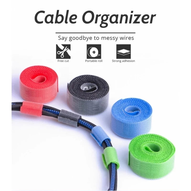 1/5M Cable Organizer Tape – Nylon Wire Management Strap for Earphones, Mouse & Charging Cables