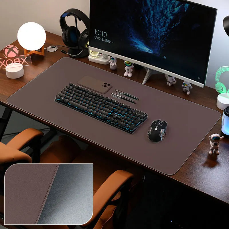 PU Leather Desk Pad Protector – Large Non-Slip Mouse Pad Office Desk Mat with Stitched Edges
