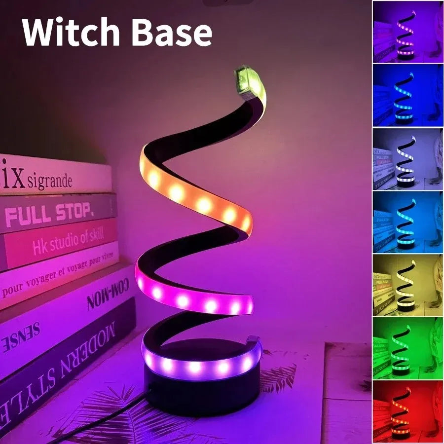 Creative Spiral LED Night Light – 3 Color Dimmable USB Table Lamp for Bedroom, Desk & Bedside