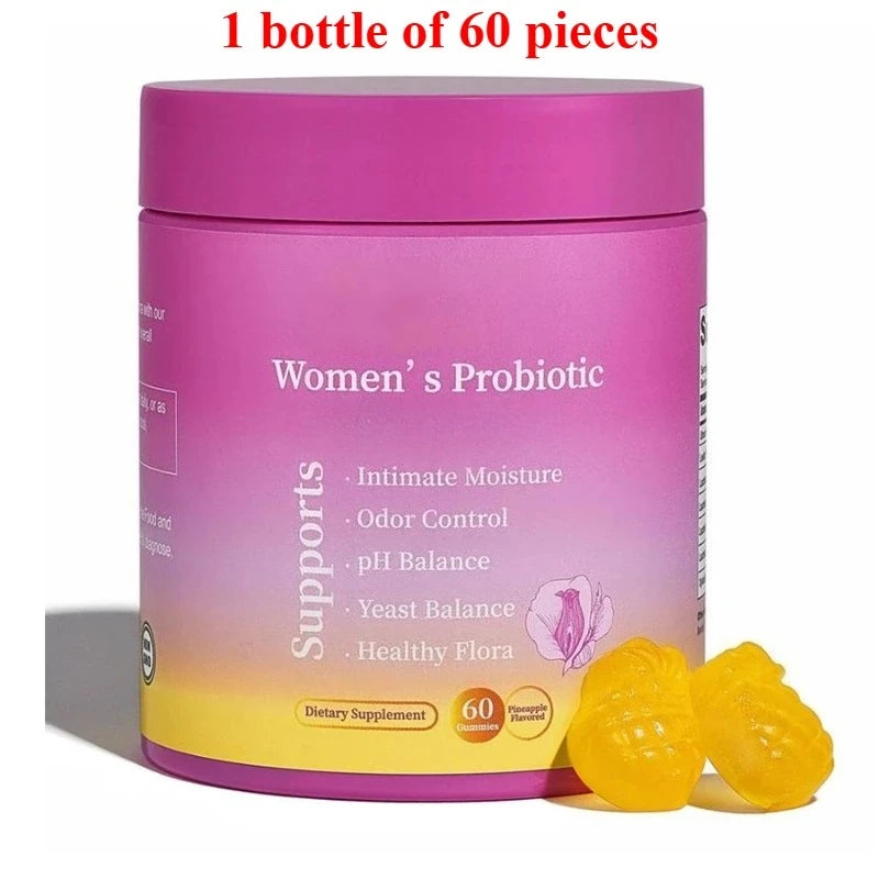 Women’s Probiotic Gummies with Prebiotics Pineapple Flavor Vegan Daily Supplement Digestive Friendly Formula 60 Count