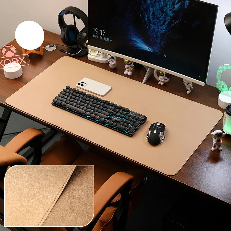 PU Leather Desk Pad Protector – Large Non-Slip Mouse Pad Office Desk Mat with Stitched Edges