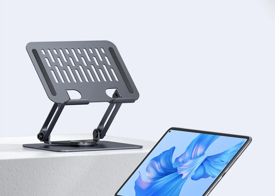 Hagibis 360° Rotating Tablet Stand – Adjustable Aluminum Dual Rod Foldable Holder for iPad Pro, Switch & ROG