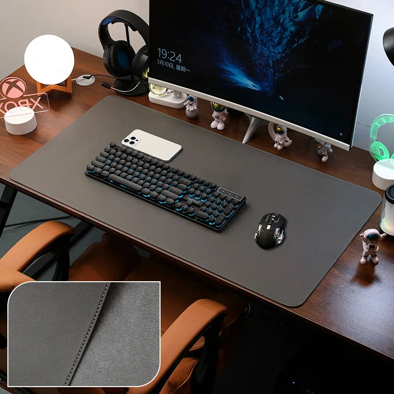 PU Leather Desk Pad Protector – Large Non-Slip Mouse Pad Office Desk Mat with Stitched Edges