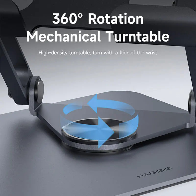 Hagibis 360° Rotating Tablet Stand – Adjustable Aluminum Dual Rod Foldable Holder for iPad Pro, Switch & ROG