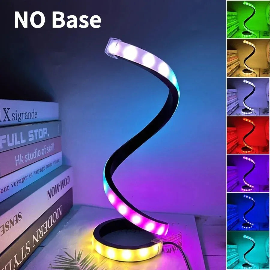Creative Spiral LED Night Light – 3 Color Dimmable USB Table Lamp for Bedroom, Desk & Bedside