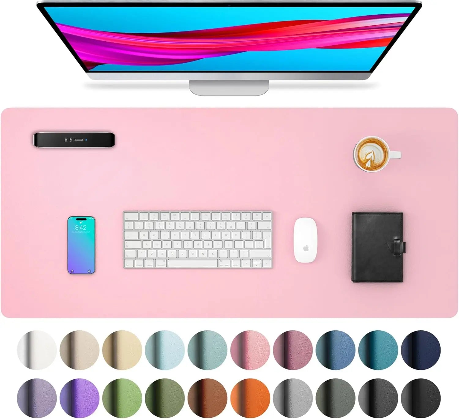 Mouse Pad Large Office Desk Mat, Waterproof PU Leather Desktop Keyboard Desk Pad Gaming Mousepad Desk Writing Pad