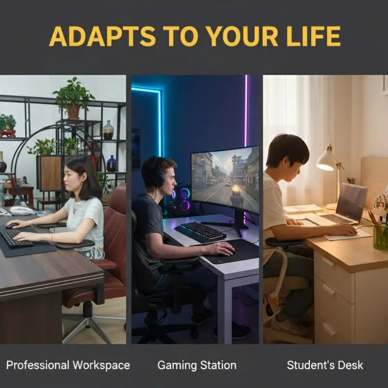 Computer Arm Rest For Desk Adjustable Ergonomic Wrist Rest Support For Keyboard Armrest Extender Rotating Mouse Pad Holder