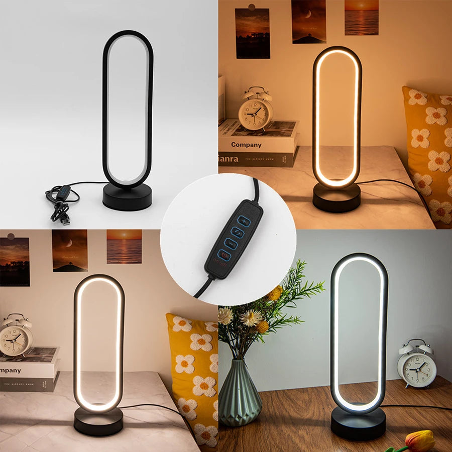 Creative Spiral LED Night Light – 3 Color Dimmable USB Table Lamp for Bedroom, Desk & Bedside