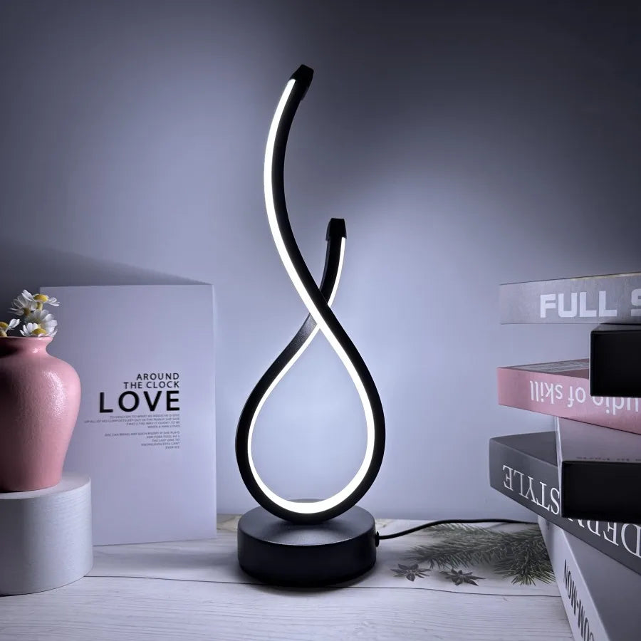 Creative Spiral LED Night Light – 3 Color Dimmable USB Table Lamp for Bedroom, Desk & Bedside