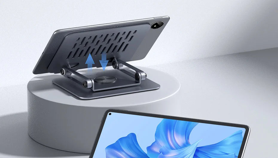 Hagibis 360° Rotating Tablet Stand – Adjustable Aluminum Dual Rod Foldable Holder for iPad Pro, Switch & ROG