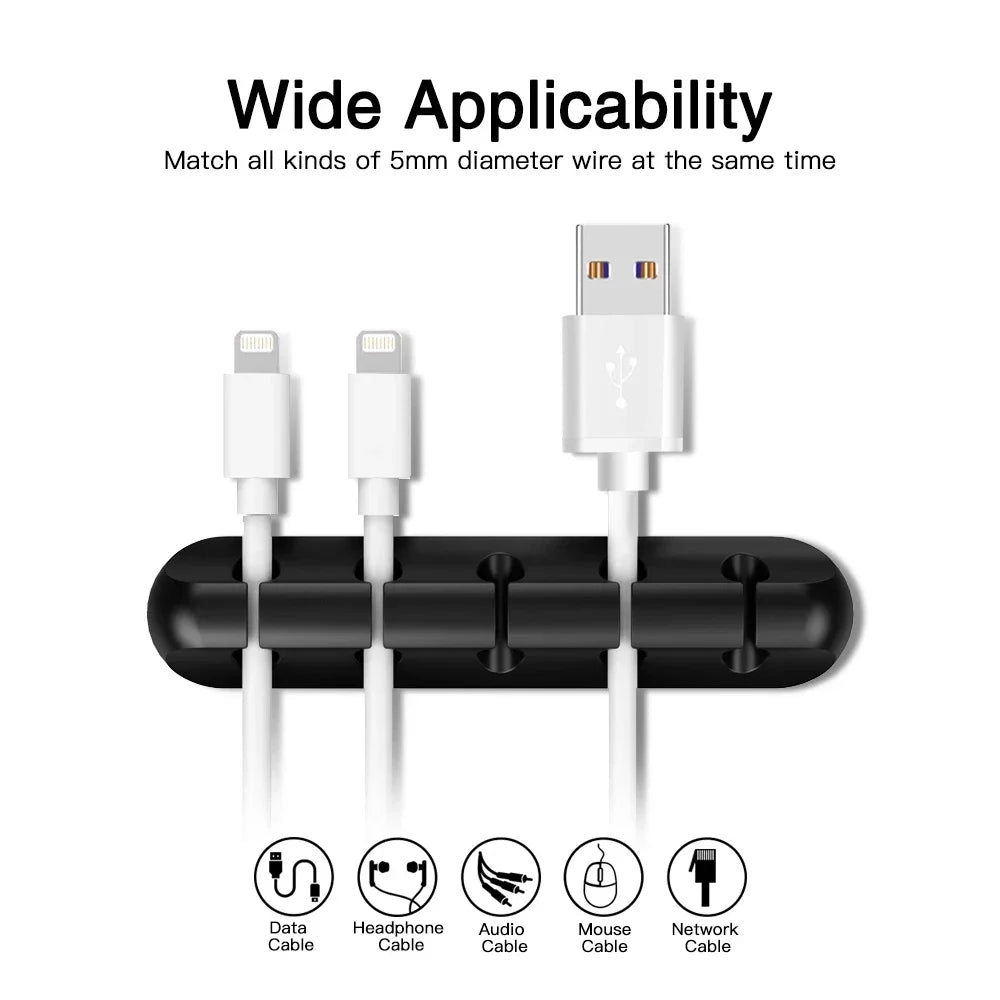 Silicone USB Cable Organizer – Desktop Charging Cable Winder Clip for Mouse, Earphone & Accessories