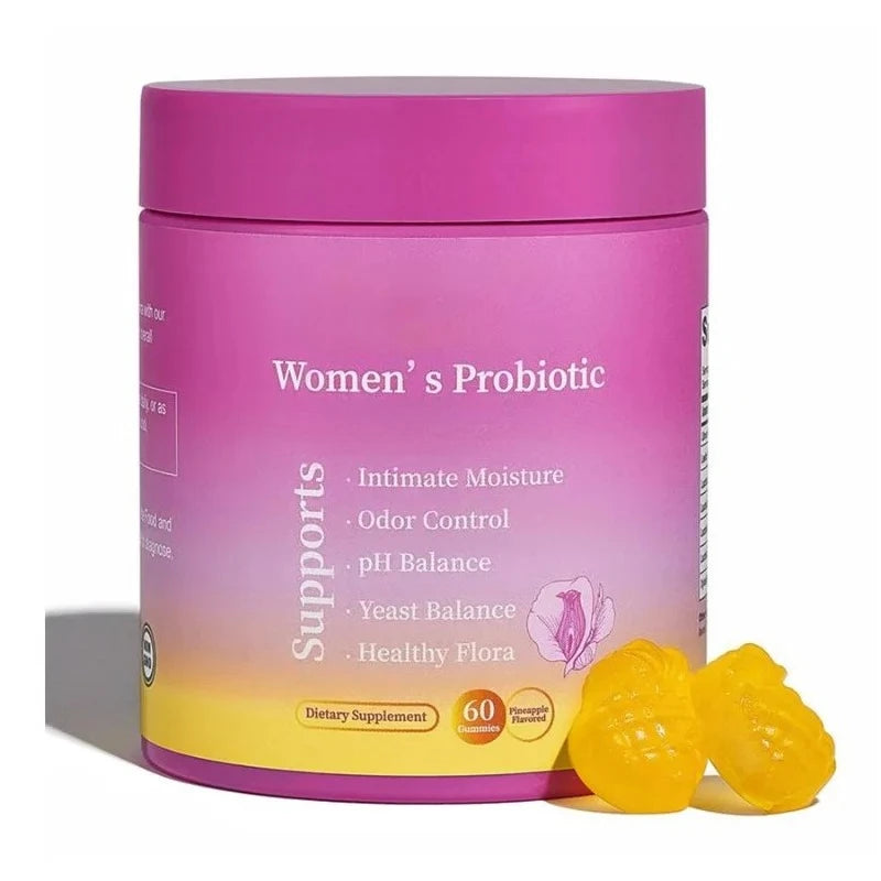 Women’s Probiotic Gummies with Prebiotics Pineapple Flavor Vegan Daily Supplement Digestive Friendly Formula 60 Count