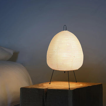 Japanese Style Paper Table Lamp – Tripod Rice Paper LED Desk Lamp for Bedroom & Home Decor