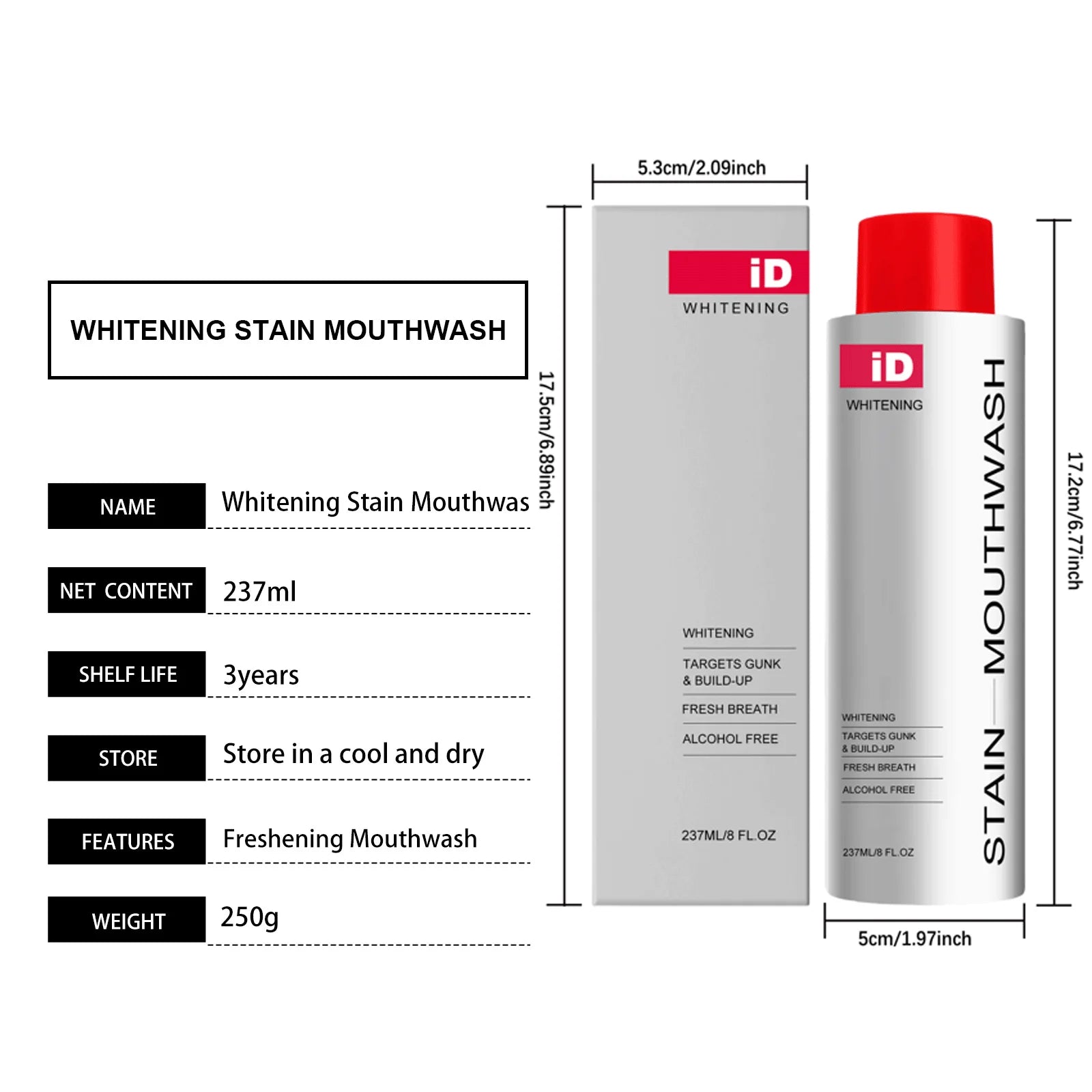 Instant Whitening Mouthwash Remove Mouth Bad Odor Reduce Teeth Stains Comtable Quick Oral Cleansing Refreshing Menthol Mouthwash