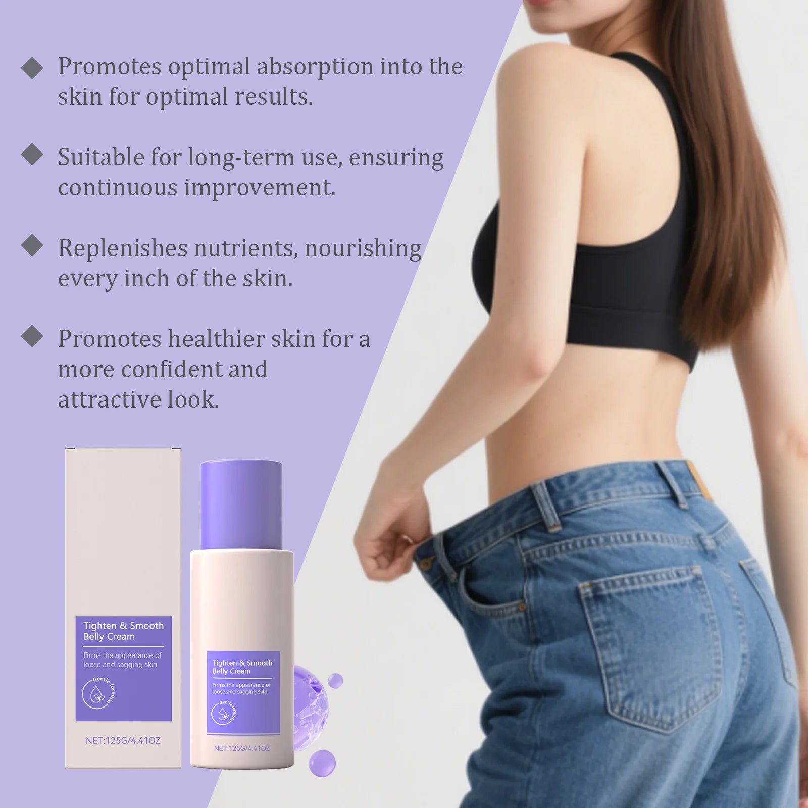 Firming Body Cream Tighten the Abdomen Improves Loose Sagging Skin Define Curves Tight Smooth Belly Cream 125g