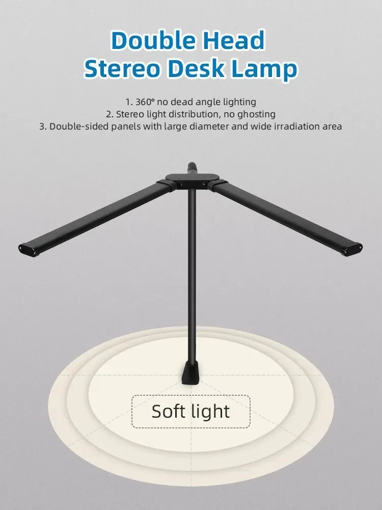 LED Desk Lamp Double/Single Head – Dimmable Gooseneck Eye-Caring Desk Light with Remote