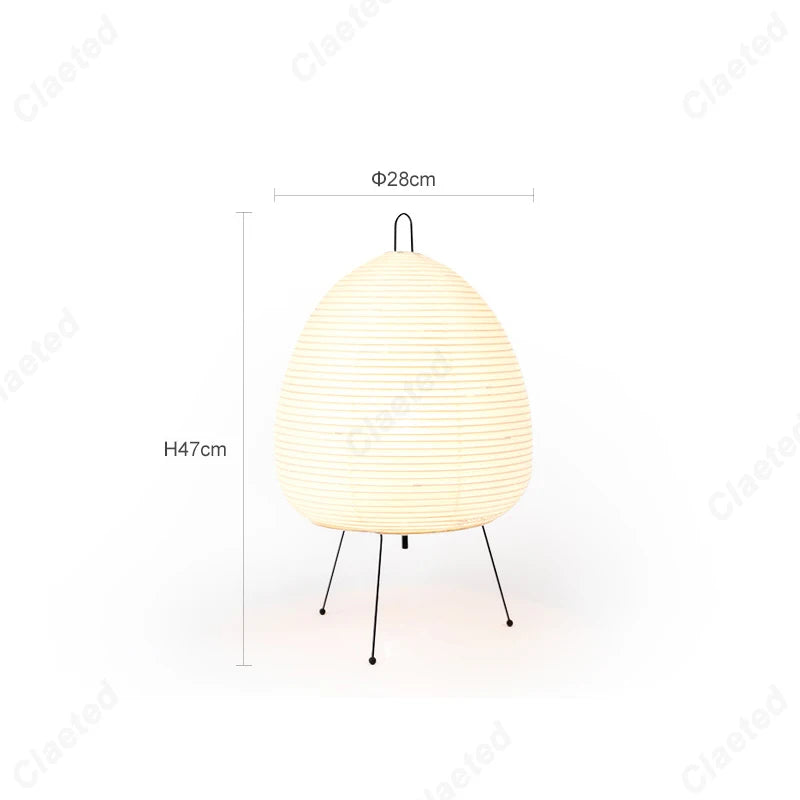 Japanese Style Paper Table Lamp – Tripod Rice Paper LED Desk Lamp for Bedroom & Home Decor