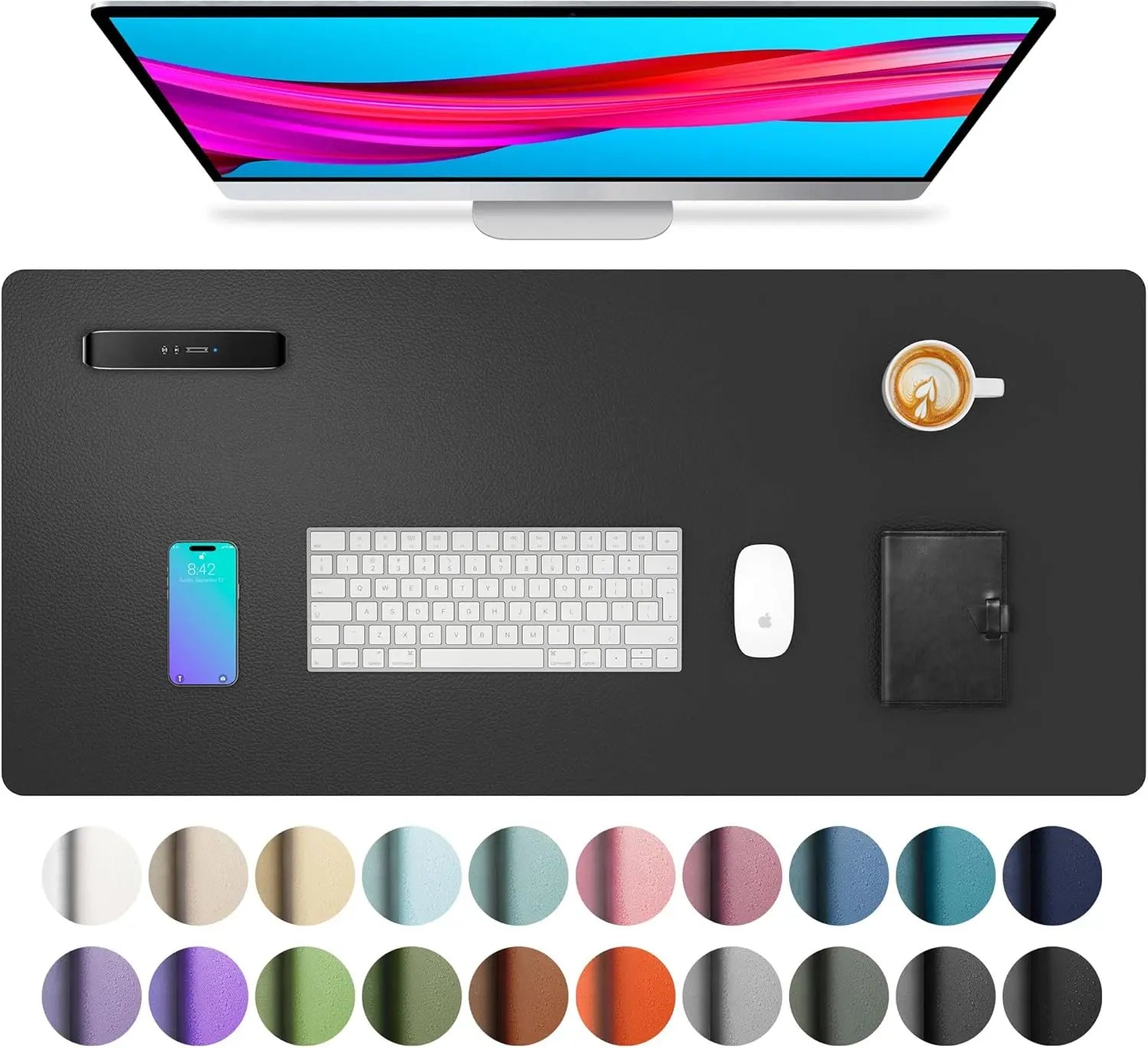 Mouse Pad Large Office Desk Mat, Waterproof PU Leather Desktop Keyboard Desk Pad Gaming Mousepad Desk Writing Pad