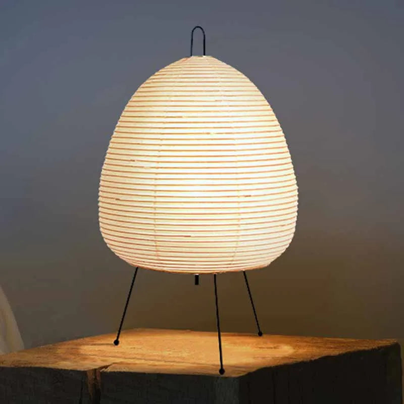 Japanese Style Paper Table Lamp – Tripod Rice Paper LED Desk Lamp for Bedroom & Home Decor