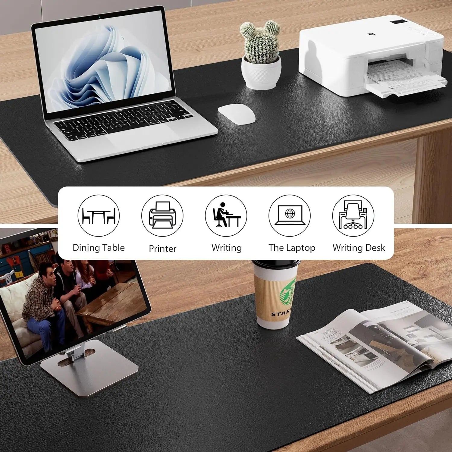 Mouse Pad Large Office Desk Mat, Waterproof PU Leather Desktop Keyboard Desk Pad Gaming Mousepad Desk Writing Pad