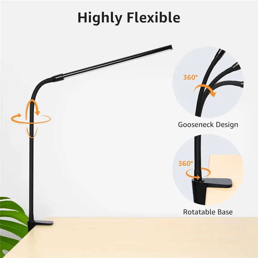 LED Desk Lamp Double/Single Head – Dimmable Gooseneck Eye-Caring Desk Light with Remote