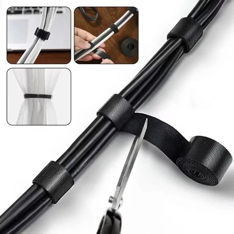 1/5M Cable Organizer Tape – Nylon Wire Management Strap for Earphones, Mouse & Charging Cables