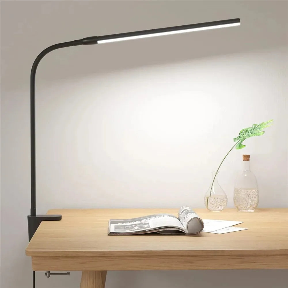 LED Desk Lamp Double/Single Head – Dimmable Gooseneck Eye-Caring Desk Light with Remote