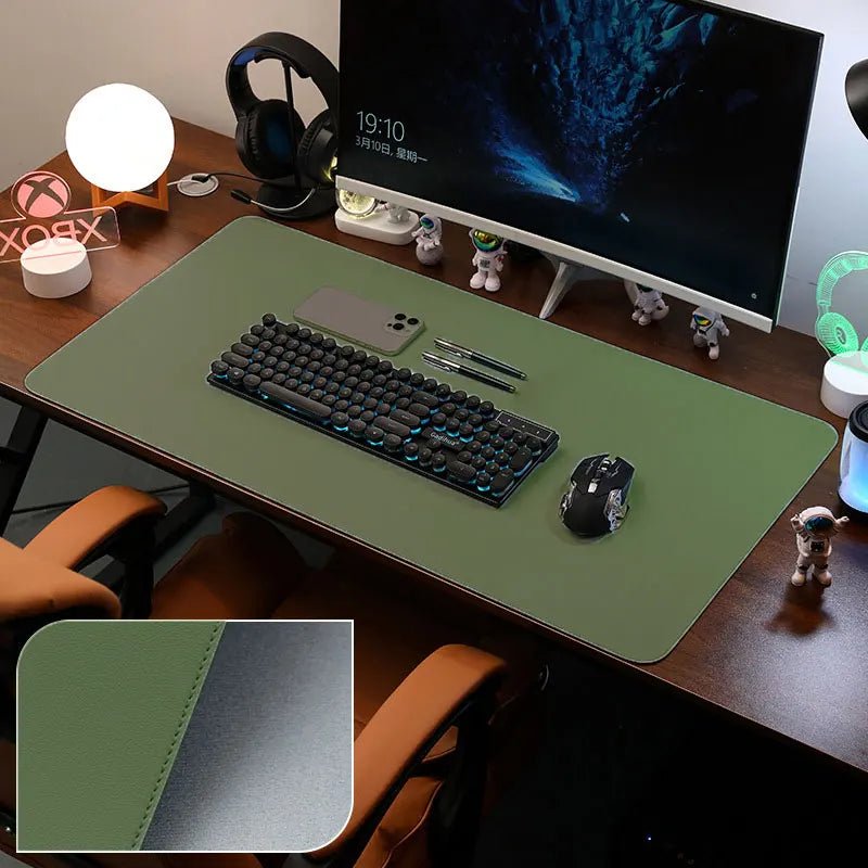 PU Leather Desk Pad Protector – Large Non-Slip Mouse Pad Office Desk Mat with Stitched Edges