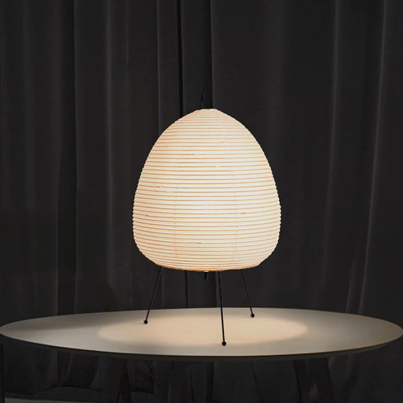 Japanese Style Paper Table Lamp – Tripod Rice Paper LED Desk Lamp for Bedroom & Home Decor