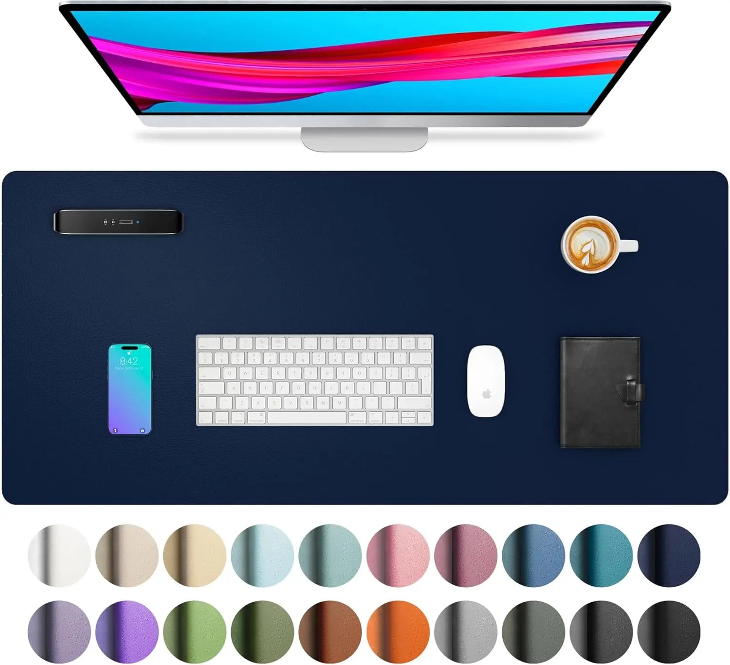 Mouse Pad Large Office Desk Mat, Waterproof PU Leather Desktop Keyboard Desk Pad Gaming Mousepad Desk Writing Pad