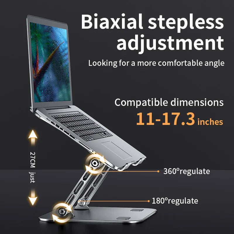 Adjustable Aluminum Alloy Laptop & Tablet Stand – Foldable Cooling Stand for Up to 17" Devices