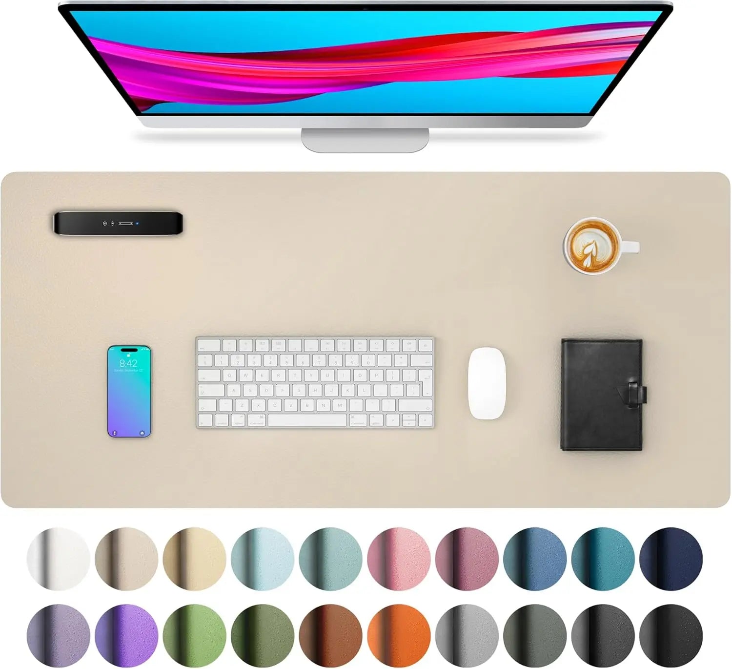 Mouse Pad Large Office Desk Mat, Waterproof PU Leather Desktop Keyboard Desk Pad Gaming Mousepad Desk Writing Pad