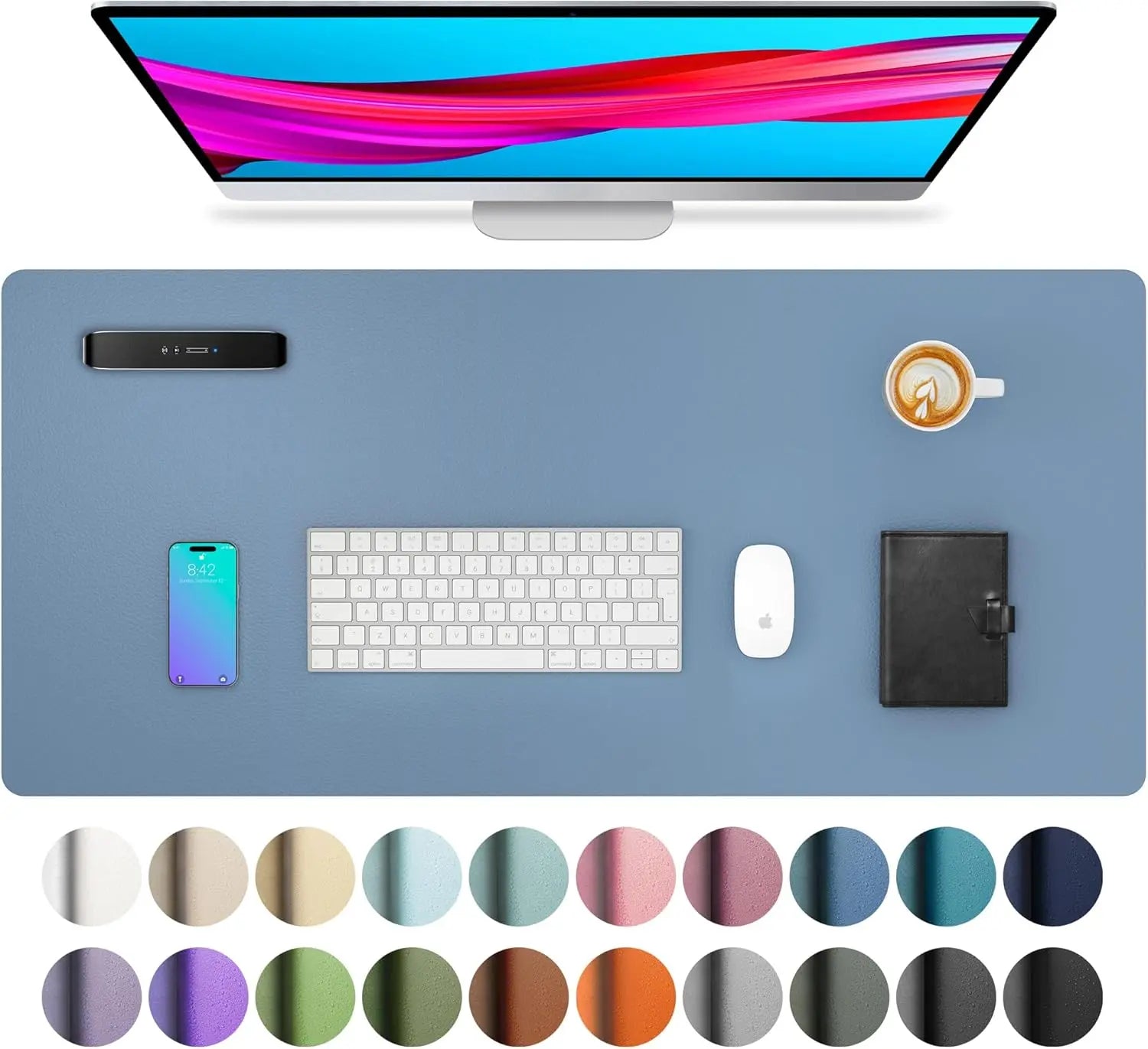 Mouse Pad Large Office Desk Mat, Waterproof PU Leather Desktop Keyboard Desk Pad Gaming Mousepad Desk Writing Pad
