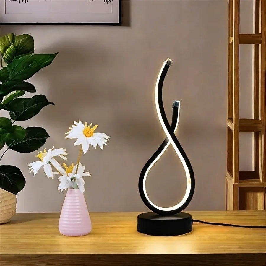 Creative Spiral LED Night Light – 3 Color Dimmable USB Table Lamp for Bedroom, Desk & Bedside
