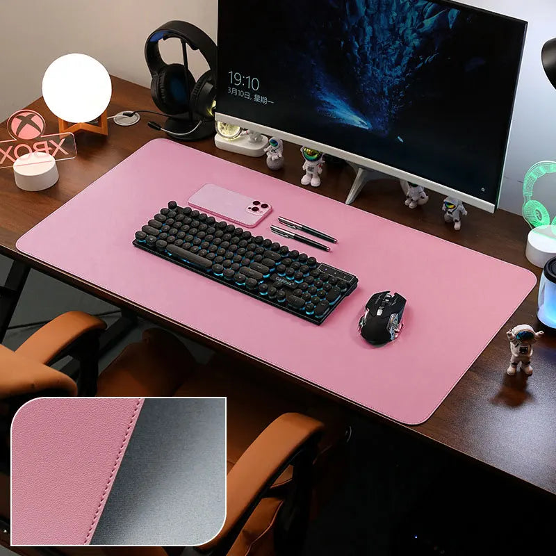 PU Leather Desk Pad Protector – Large Non-Slip Mouse Pad Office Desk Mat with Stitched Edges