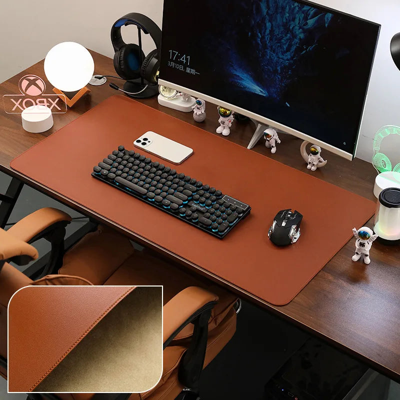 PU Leather Desk Pad Protector – Large Non-Slip Mouse Pad Office Desk Mat with Stitched Edges