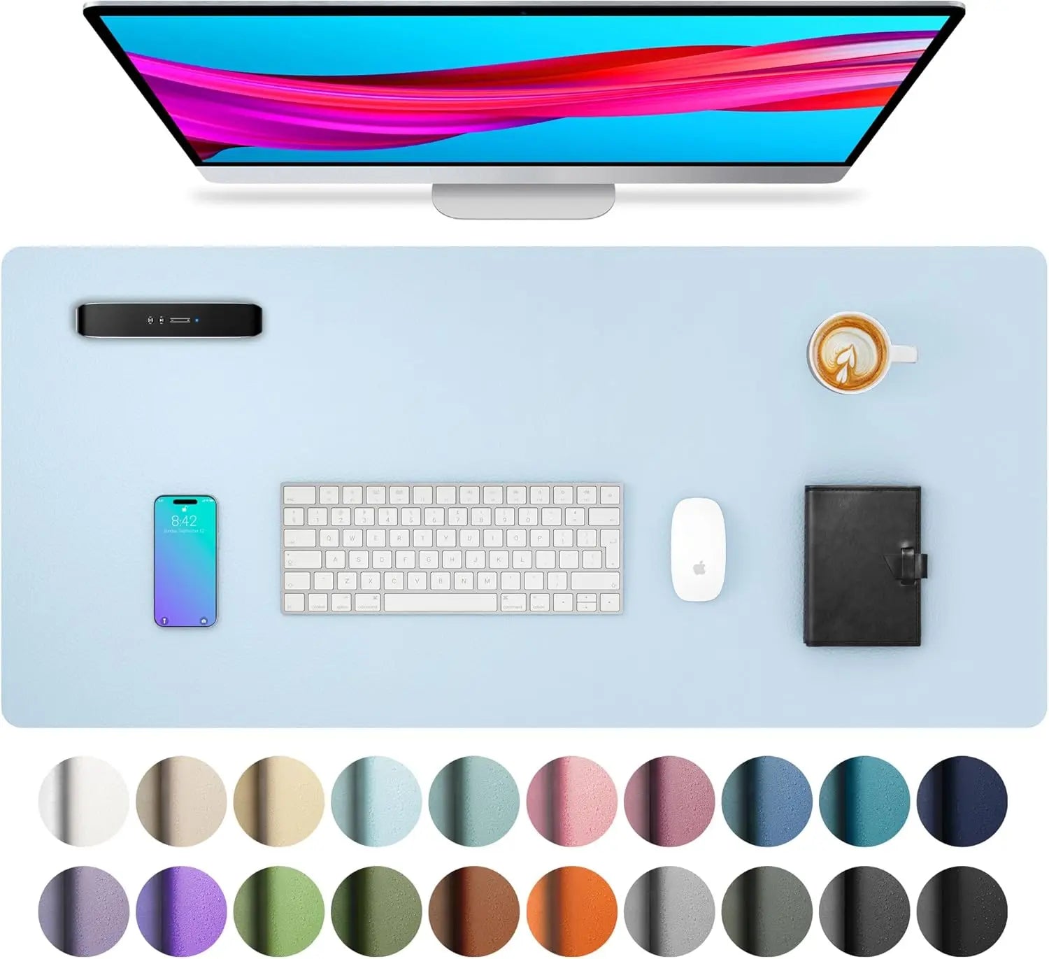 Mouse Pad Large Office Desk Mat, Waterproof PU Leather Desktop Keyboard Desk Pad Gaming Mousepad Desk Writing Pad