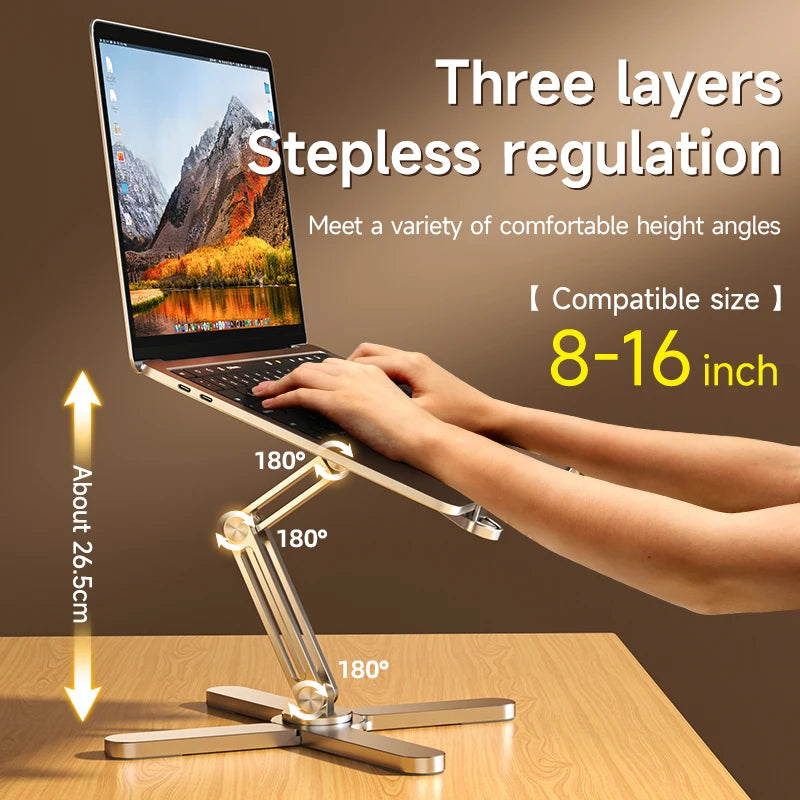 Foldable 360° Rotating Laptop Stand – Adjustable Aluminum Alloy Notebook Holder with Heat Dissipation