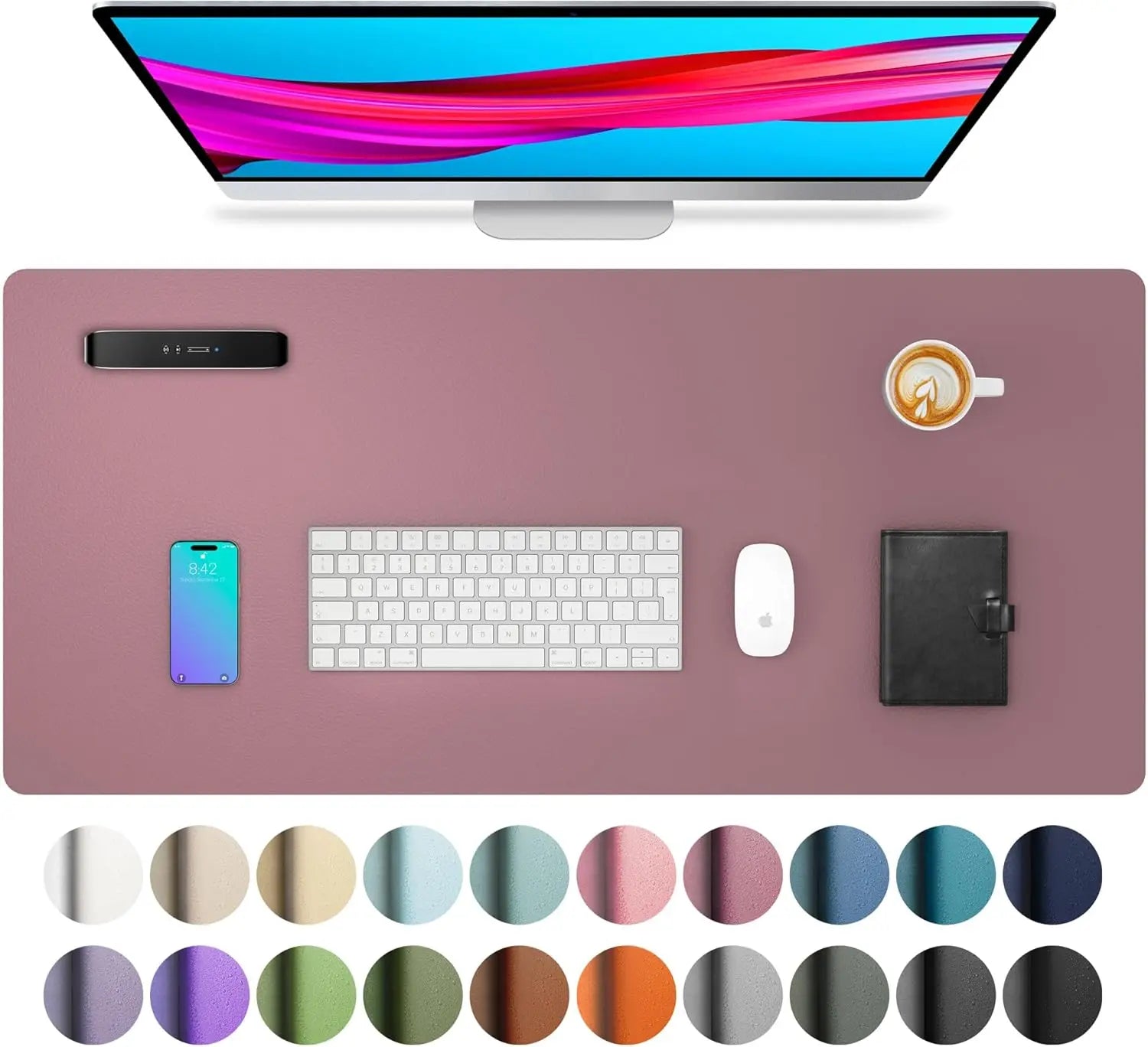 Mouse Pad Large Office Desk Mat, Waterproof PU Leather Desktop Keyboard Desk Pad Gaming Mousepad Desk Writing Pad