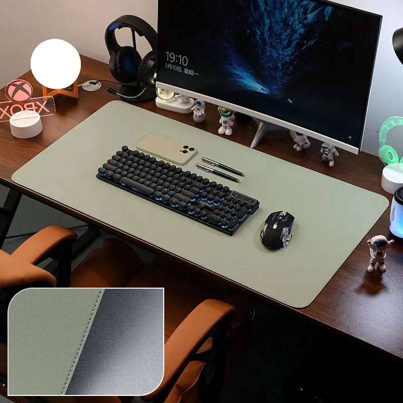 PU Leather Desk Pad Protector – Large Non-Slip Mouse Pad Office Desk Mat with Stitched Edges