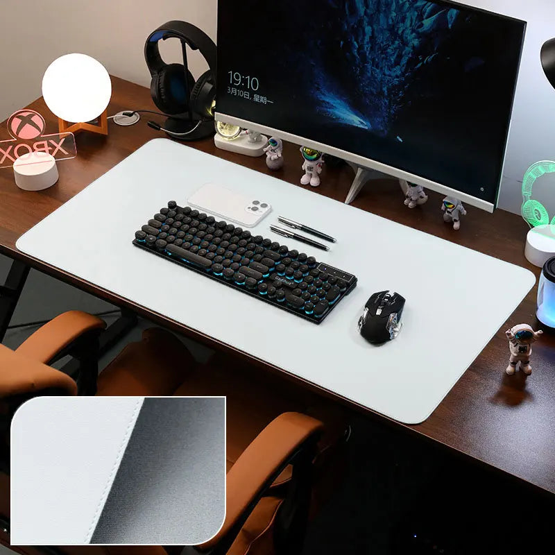 PU Leather Desk Pad Protector – Large Non-Slip Mouse Pad Office Desk Mat with Stitched Edges