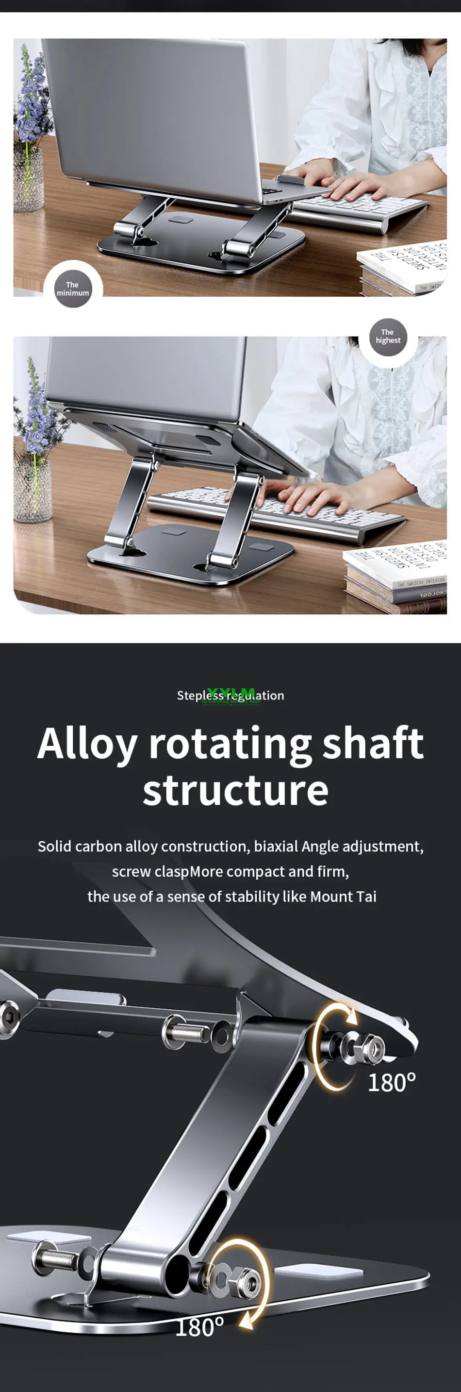 Adjustable Aluminum Alloy Laptop & Tablet Stand – Foldable Cooling Stand for Up to 17" Devices